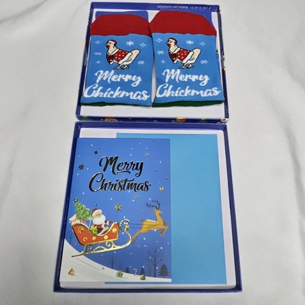 New Kids Happypop Merry Chickmas Christmas Chicken Socks Gift Size L 7-9Y